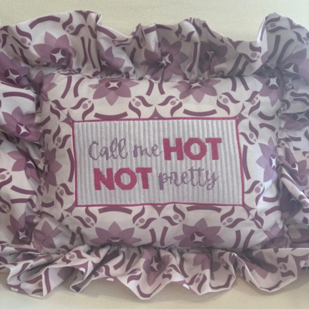 Call Me Hot Not Pretty Decorative Needlepoint Pillow